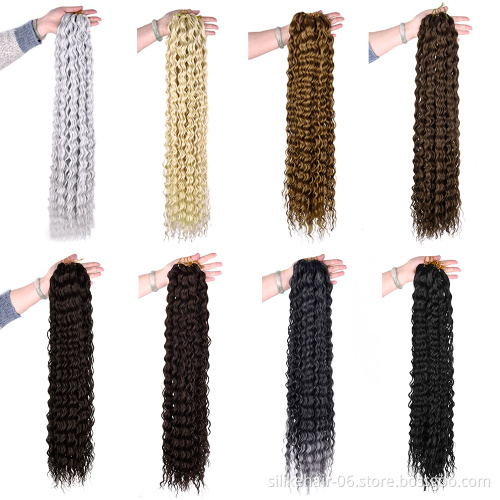 Water Wave Hair 32 inches Long Corn Curly Pink Purple Blonde Braids Hair Deep Wavy Crochet Braiding Synthetic Hair Extensions